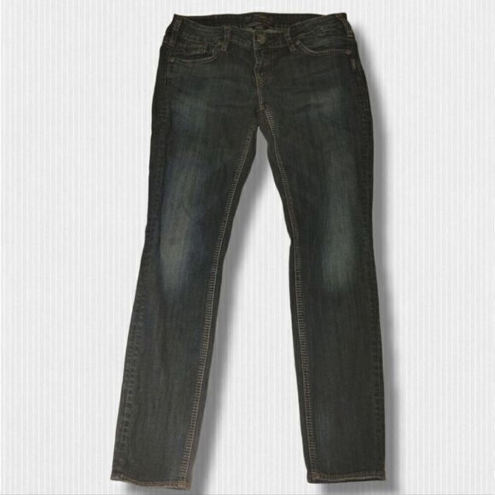 SILVER Aiko Low Rise Dark Faded Denim Skinny Jeans